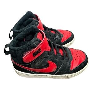 Nike Court Borough Mid 2 Kids Black and Red Sneakers Size 11.5C